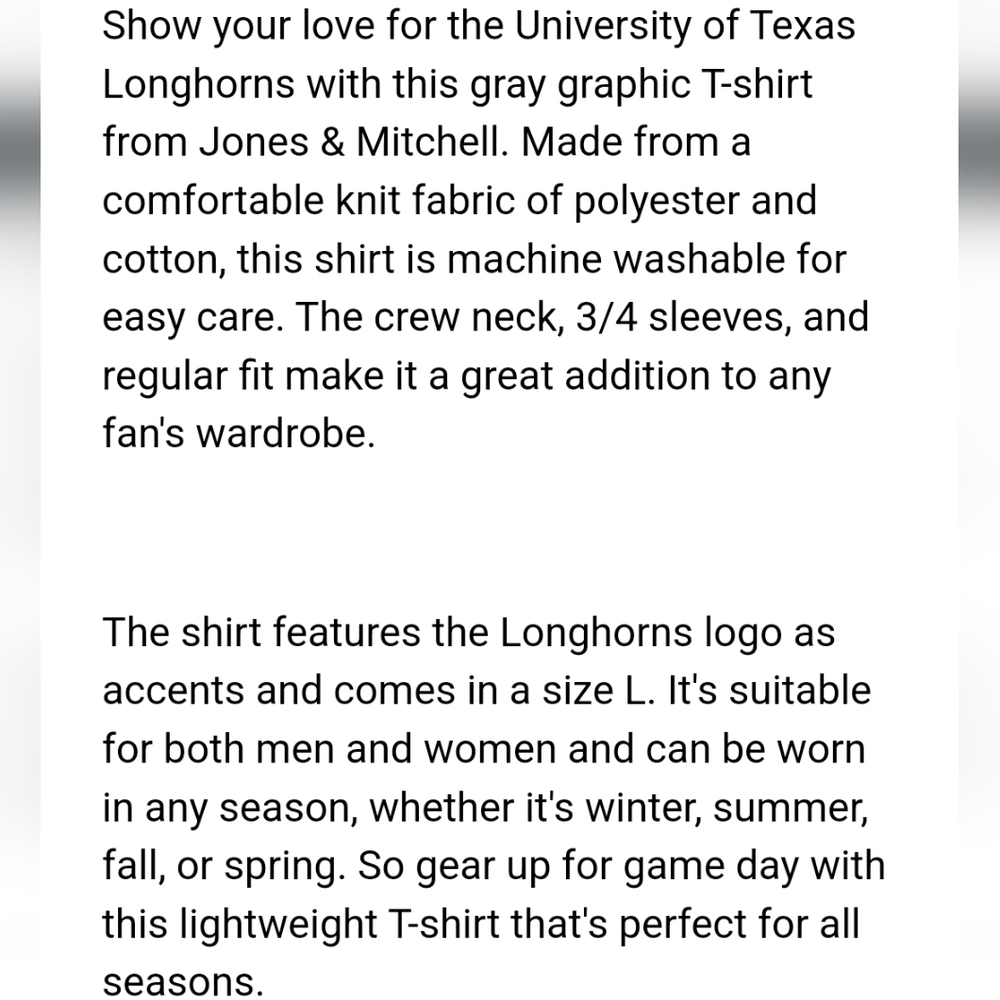 NWT Women's University of Texas Longhorns Quarter Length T-shirt - Picture 8 of 8